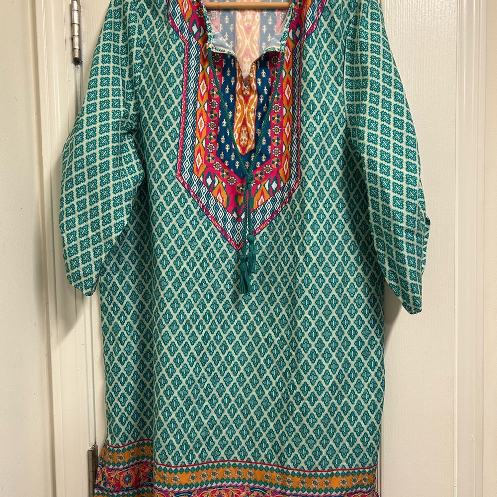 Bohemian Teal Patterned Dress